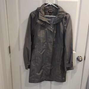 Kirkland Women's Gray Hooded Rain Jacket Trench